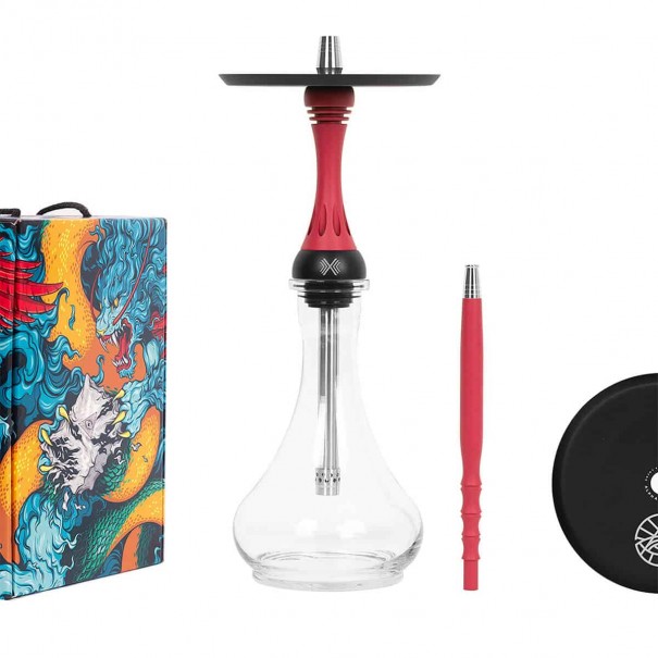Alpha Hookah Model X Red Matte Наргиле с вкл. Ваза, 708, Alpha Hookah